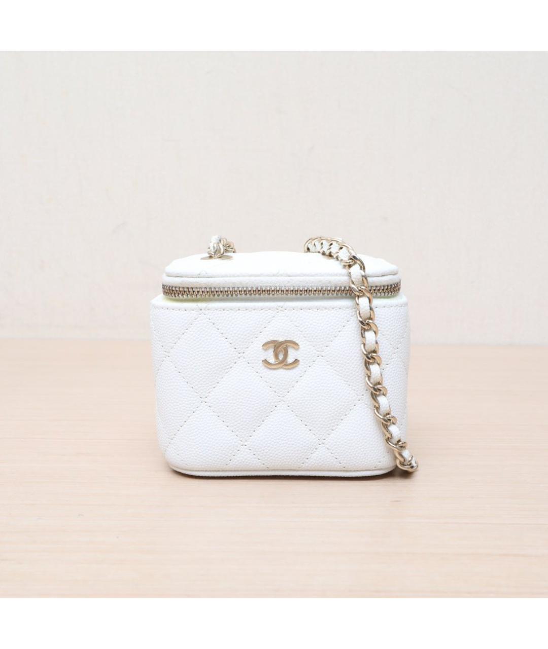 CHANEL Белая кожаная косметичка, фото 3