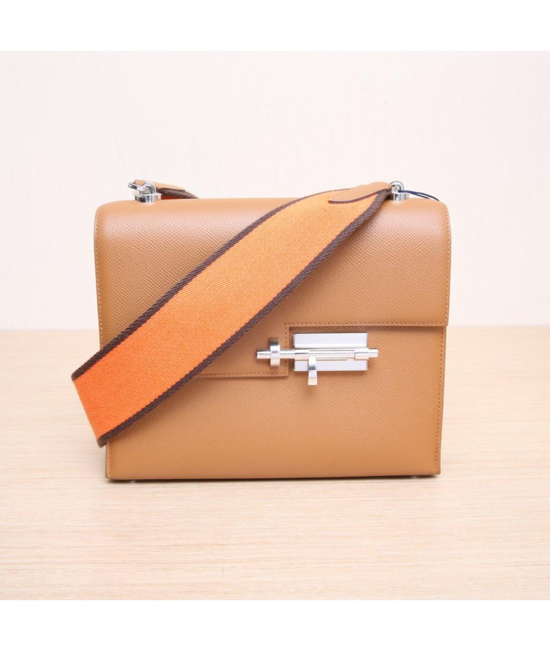 HERMES Оранжевая кожаная сумка через плечо, фото 3