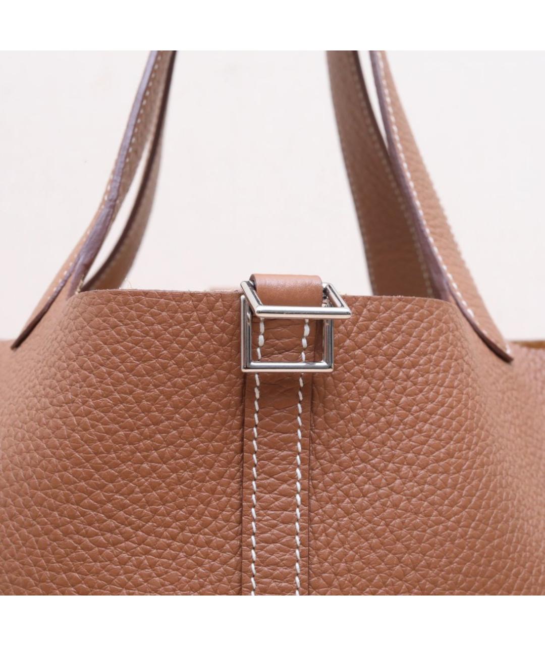 HERMES Коричневая кожаная сумка тоут, фото 8