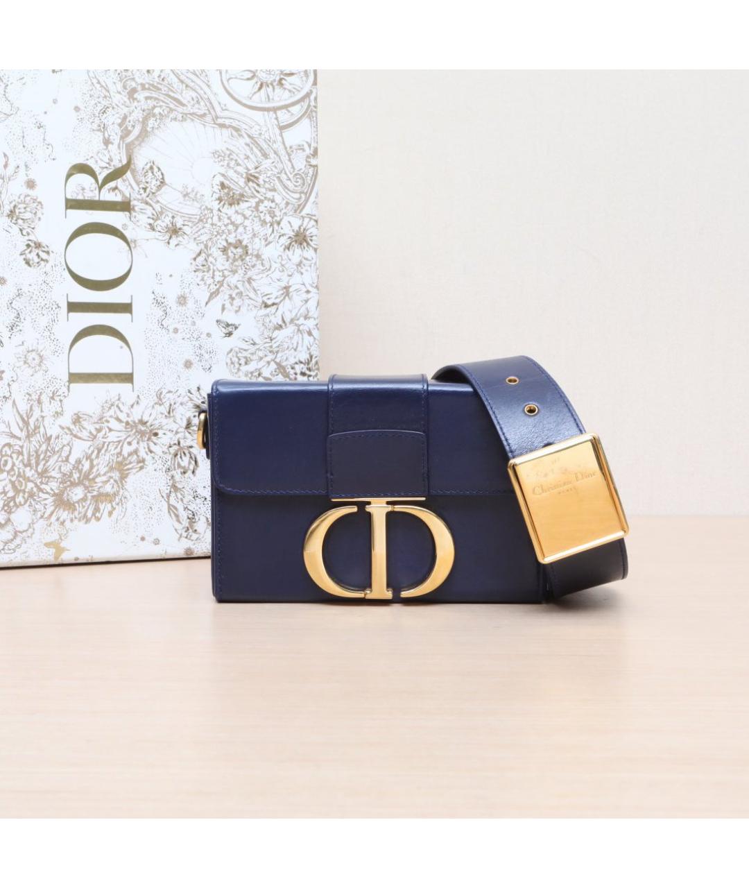 CHRISTIAN DIOR Темно-синяя кожаная сумка через плечо, фото 2