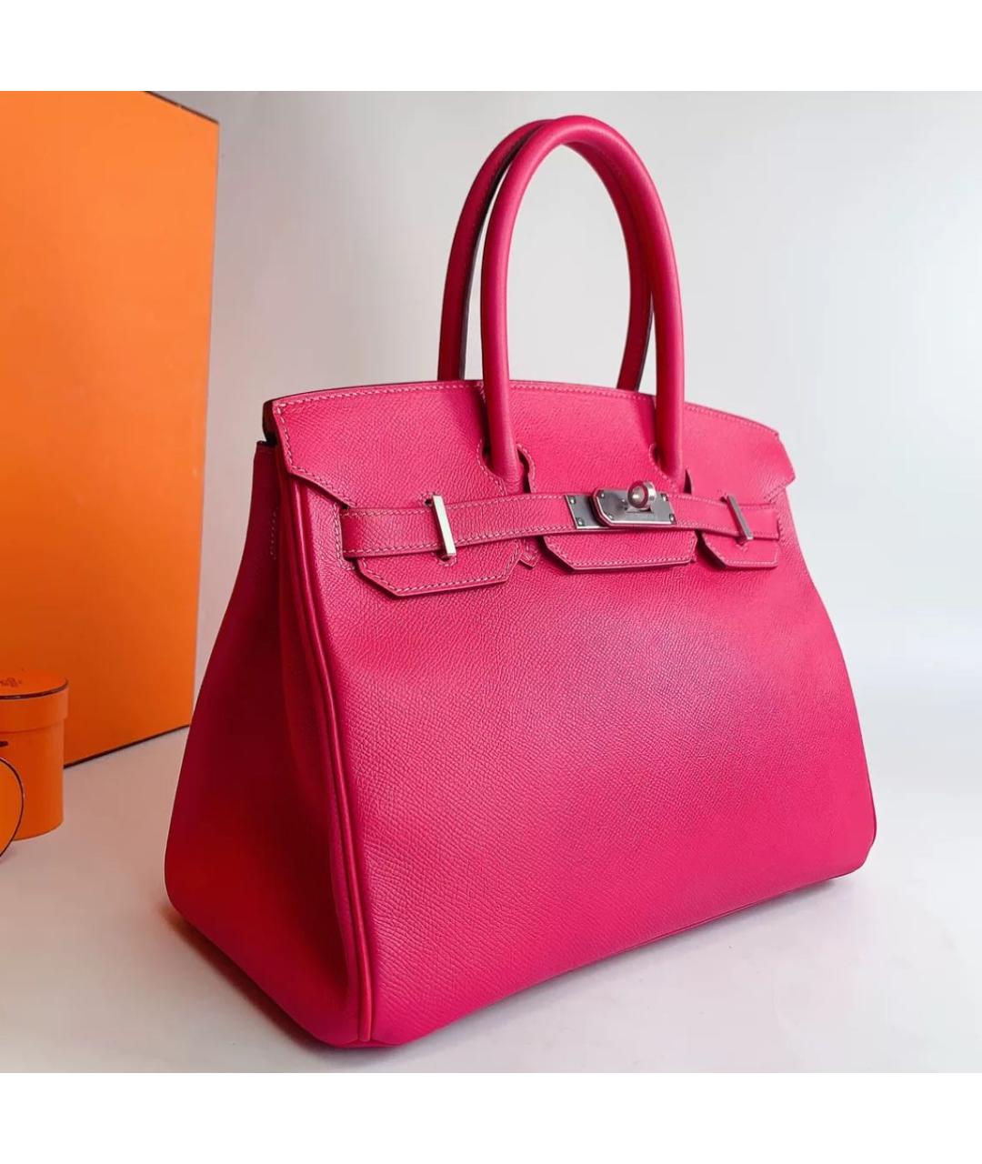 HERMES Розовая кожаная сумка тоут, фото 5