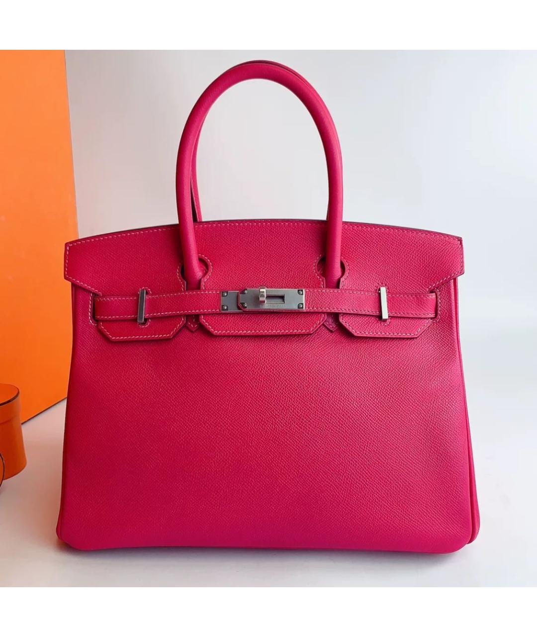 HERMES Розовая кожаная сумка тоут, фото 7