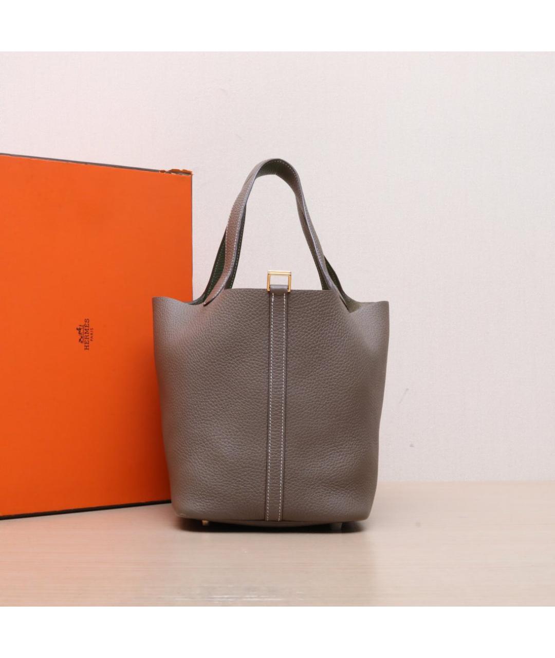 HERMES Коричневая кожаная сумка тоут, фото 2