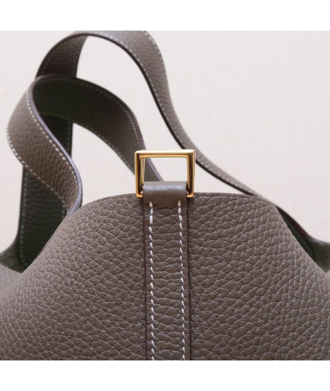 HERMES Коричневая кожаная сумка тоут, фото 8