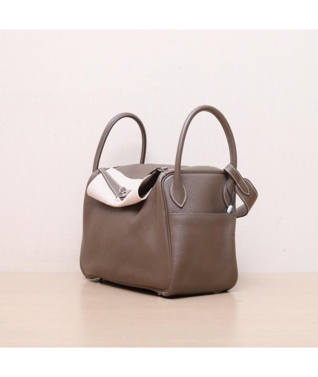 HERMES Коричневая кожаная сумка тоут, фото 4