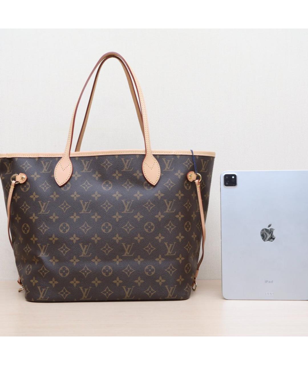 LOUIS VUITTON Коричневая кожаная сумка тоут, фото 7