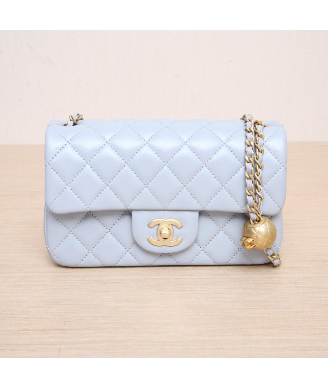CHANEL Голубая кожаная сумка через плечо, фото 3