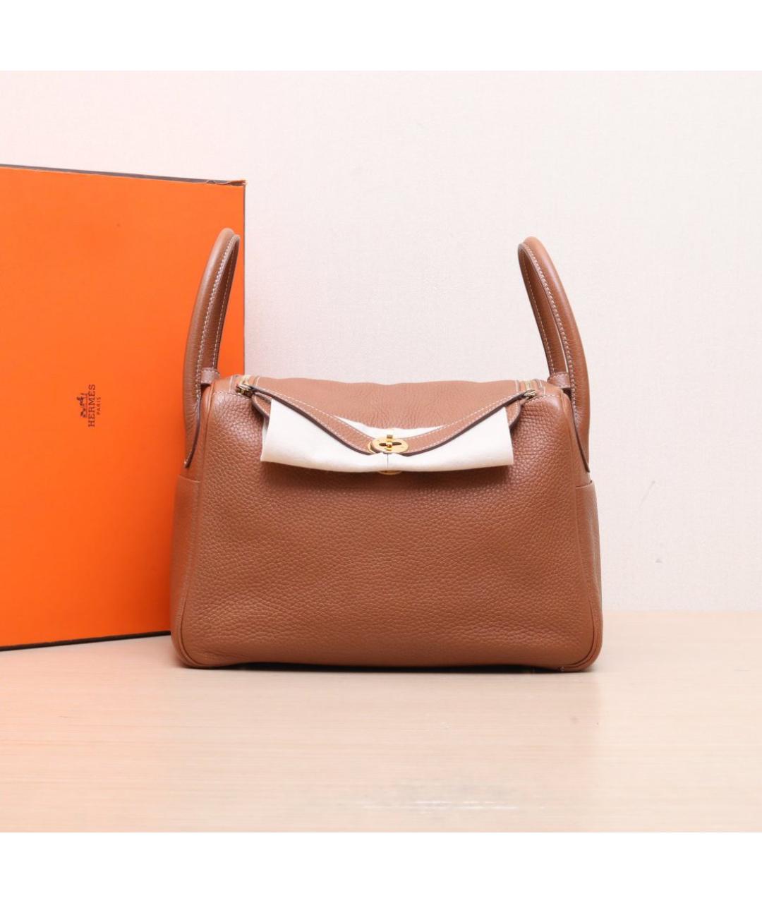 HERMES Коричневая кожаная сумка тоут, фото 2