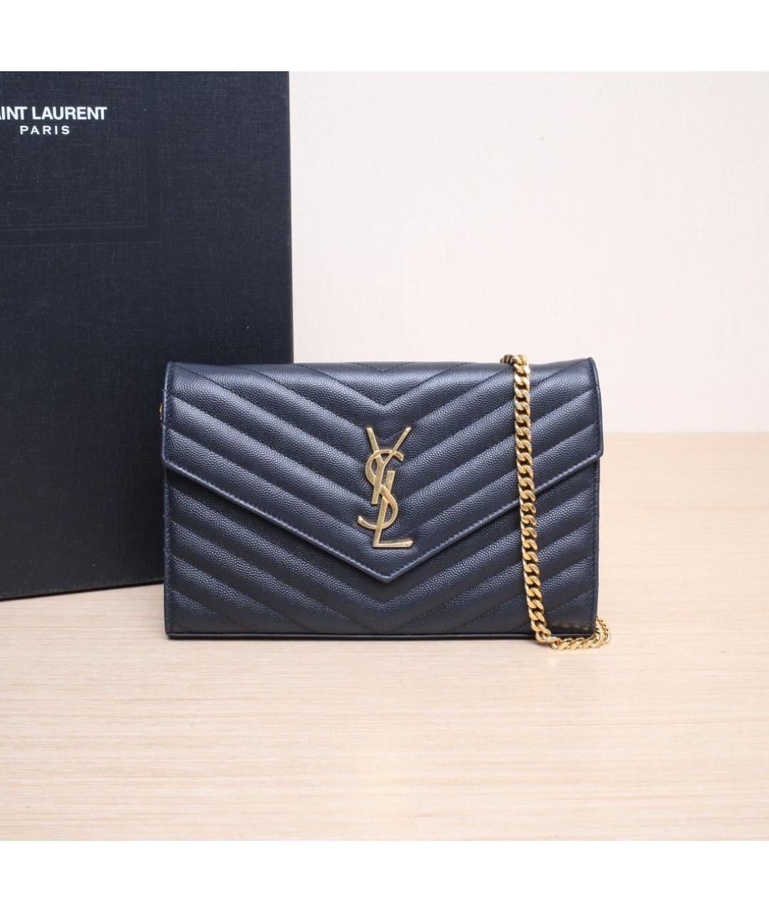 SAINT LAURENT Черная кожаная сумка через плечо, фото 2