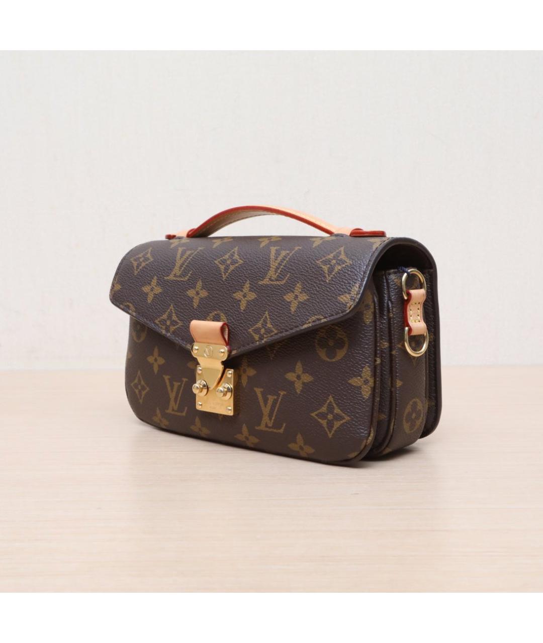 LOUIS VUITTON Коричневая кожаная сумка через плечо, фото 4
