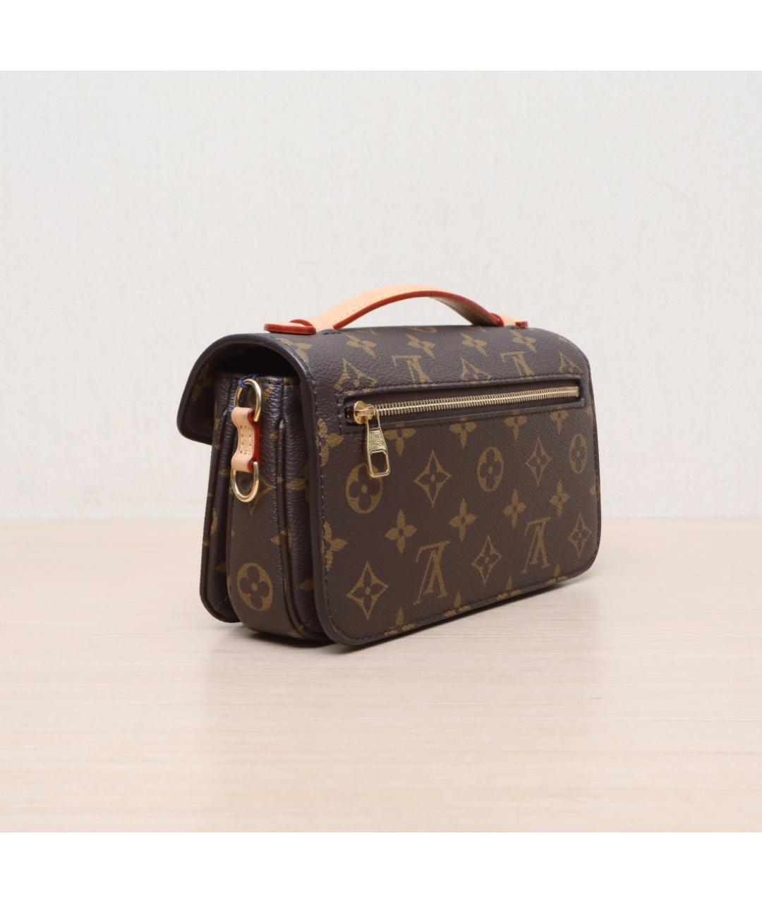 LOUIS VUITTON Коричневая кожаная сумка через плечо, фото 6