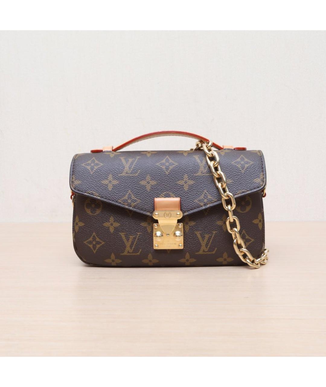 LOUIS VUITTON Коричневая кожаная сумка через плечо, фото 3