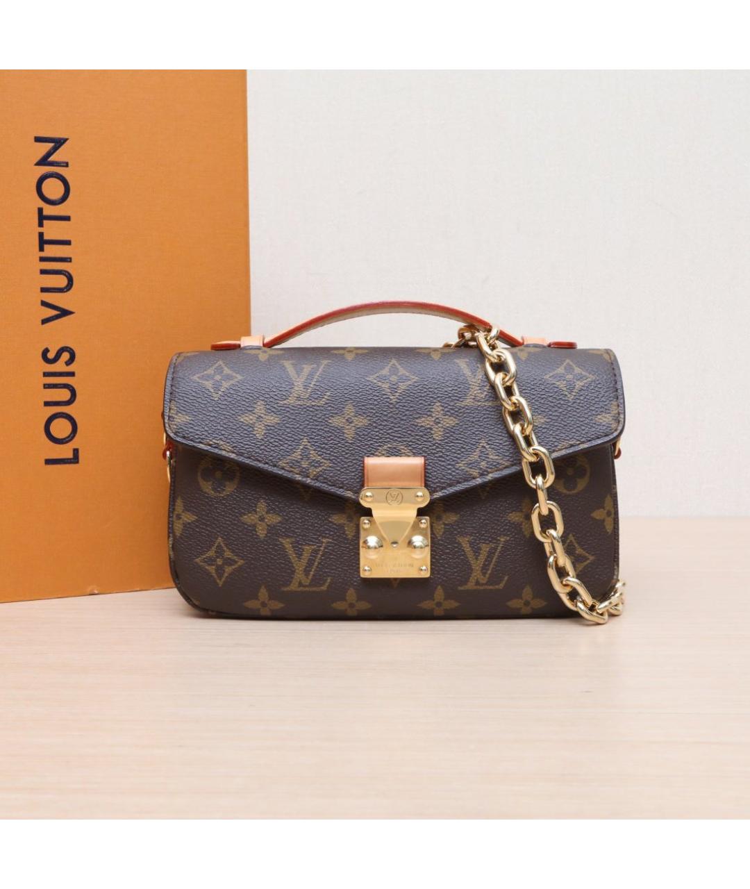 LOUIS VUITTON Коричневая кожаная сумка через плечо, фото 2