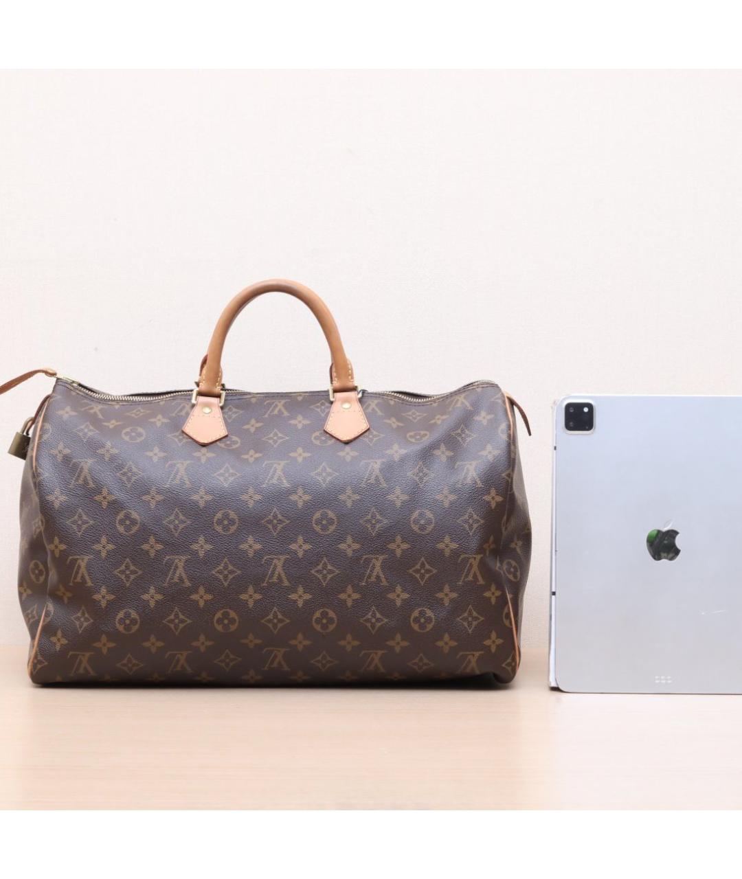 LOUIS VUITTON Коричневая кожаная сумка тоут, фото 7