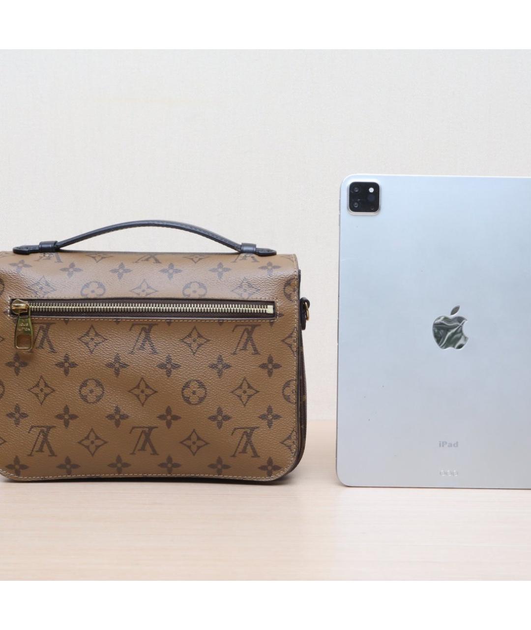 LOUIS VUITTON Коричневая кожаная сумка через плечо, фото 7