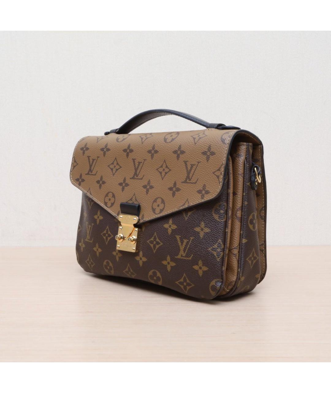 LOUIS VUITTON Коричневая кожаная сумка через плечо, фото 4