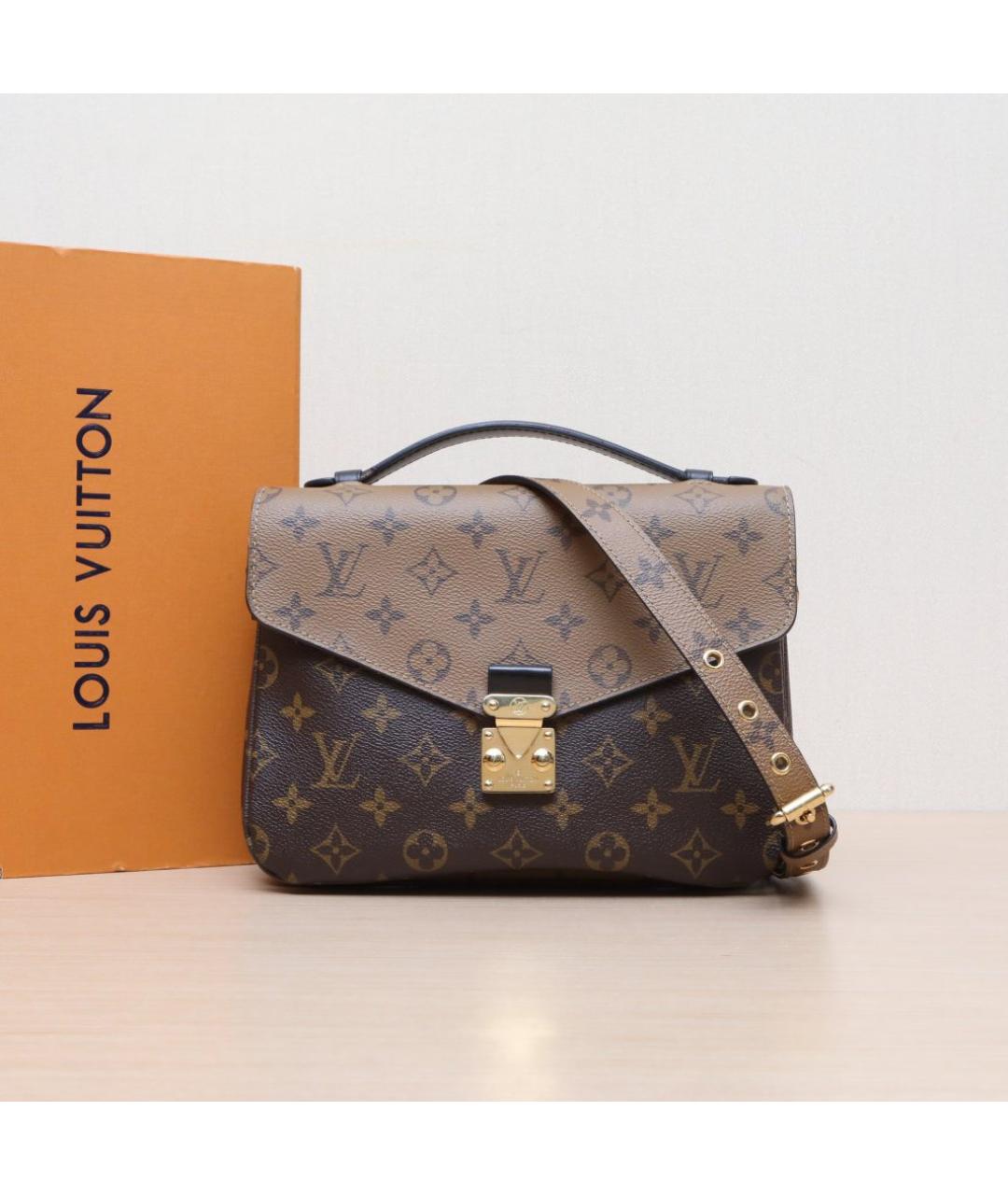 LOUIS VUITTON Коричневая кожаная сумка через плечо, фото 2