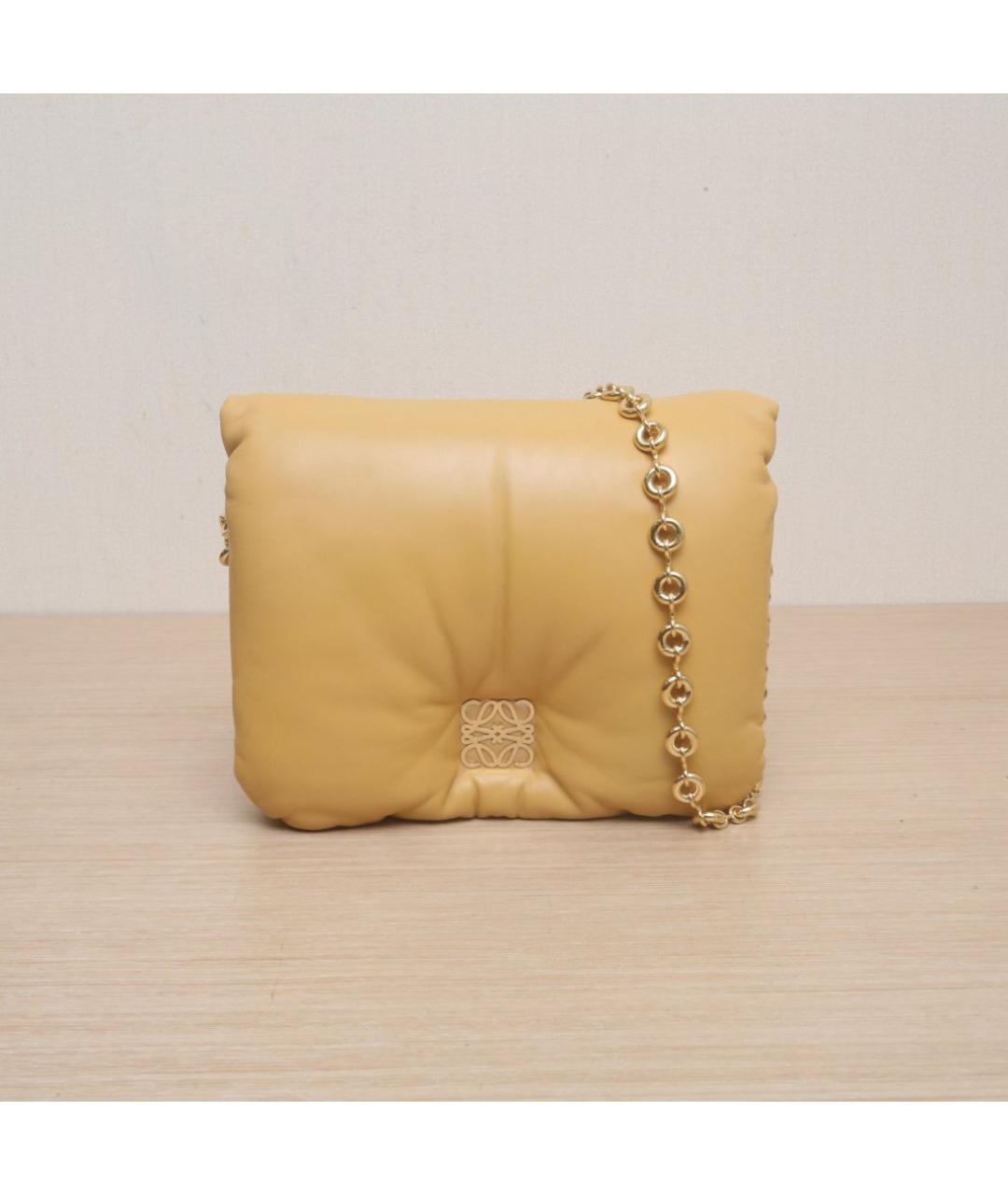 LOEWE Горчичная кожаная сумка через плечо, фото 3