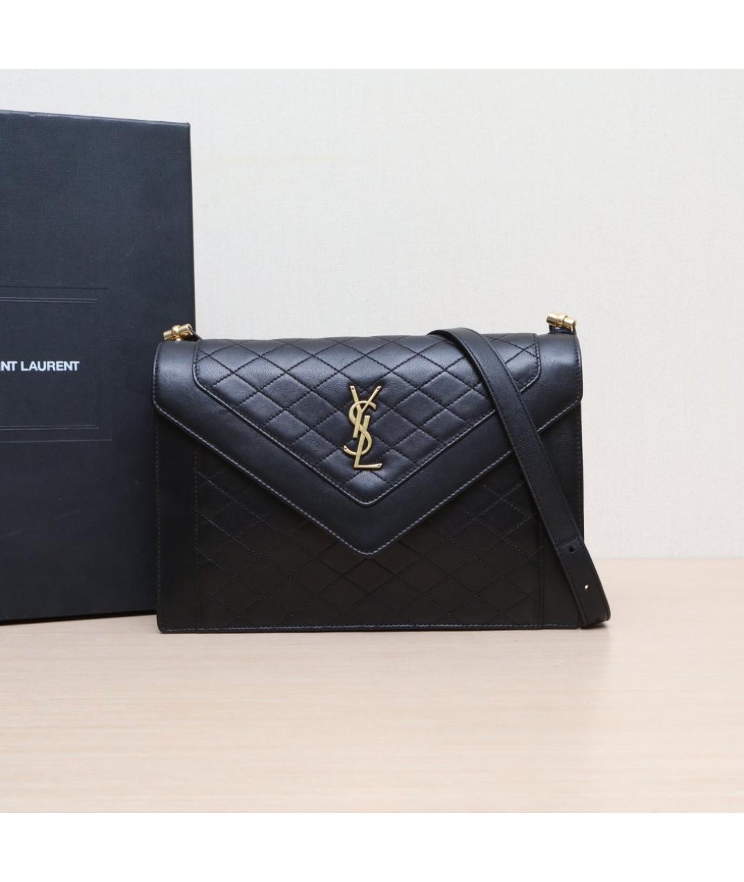 SAINT LAURENT Черная кожаная сумка через плечо, фото 2