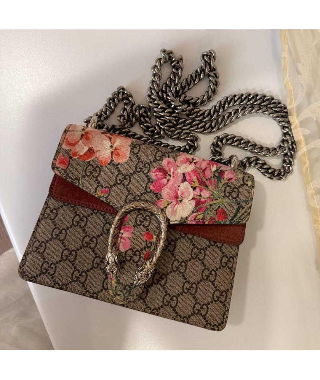 GUCCI Коричневая кожаная сумка через плечо, фото 4