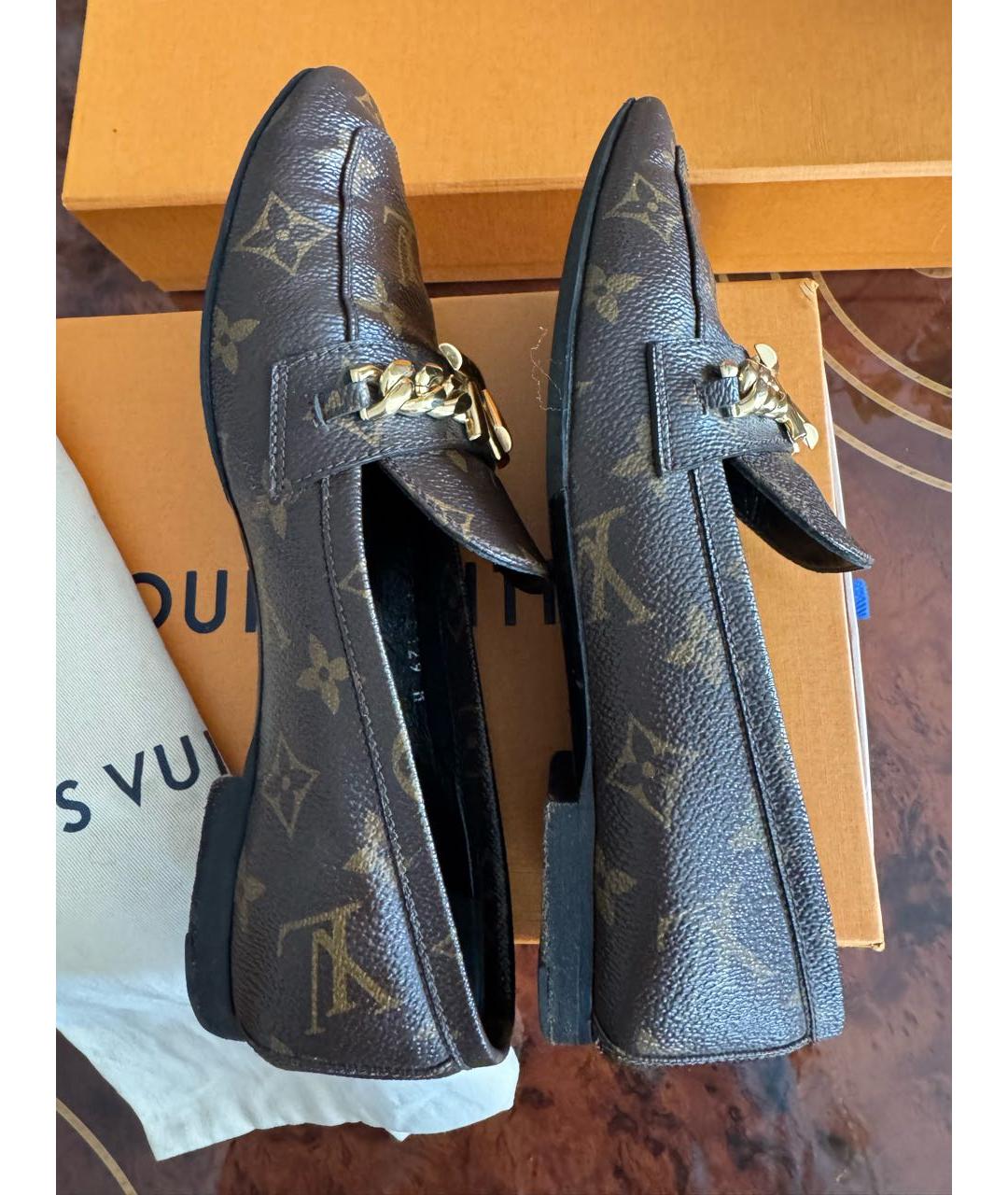 LOUIS VUITTON Коричневые лоферы, фото 8