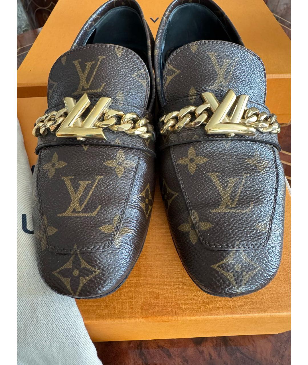 LOUIS VUITTON Коричневые лоферы, фото 5