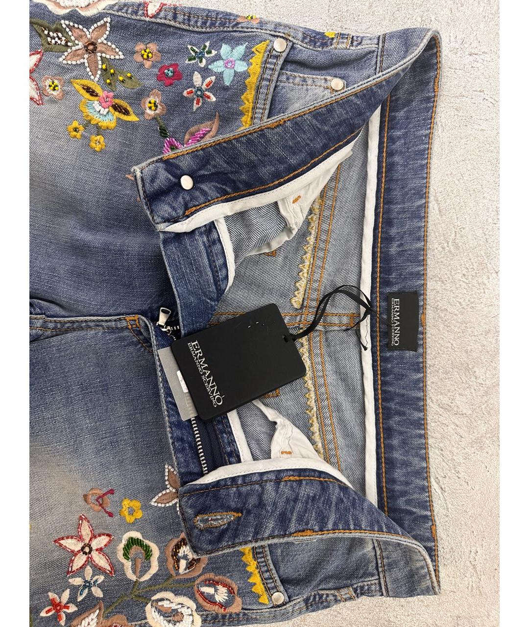 ERMANNO SCERVINO Голубые хлопковые джинсы слим, фото 6