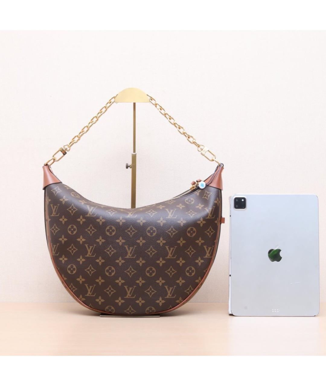 LOUIS VUITTON Коричневая кожаная сумка через плечо, фото 7