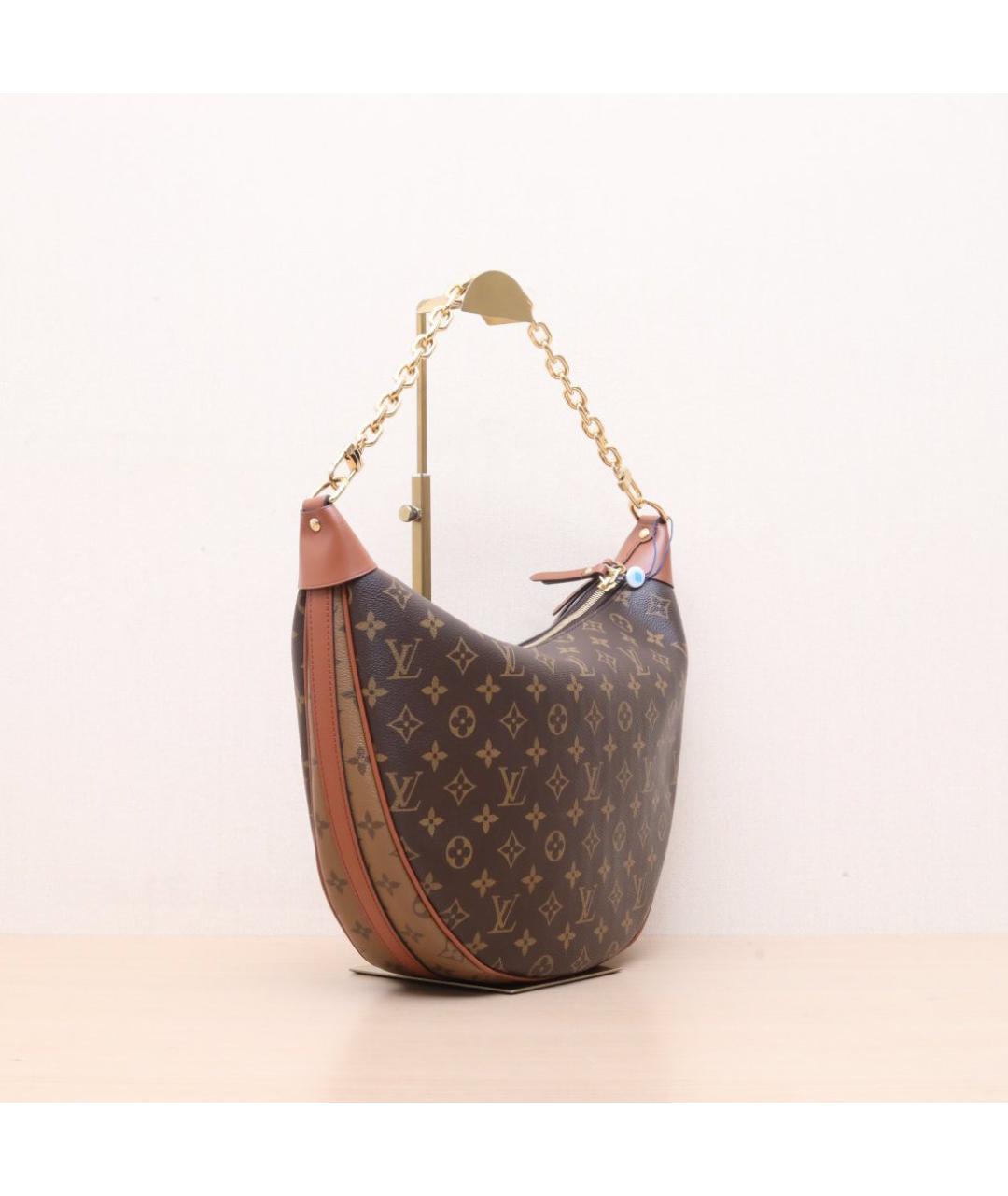 LOUIS VUITTON Коричневая кожаная сумка через плечо, фото 6