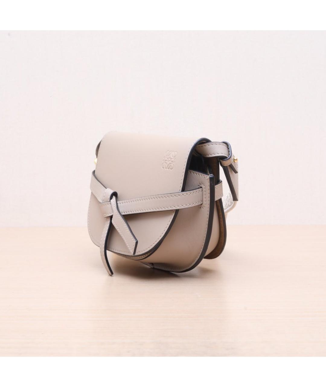 LOEWE Бежевая кожаная сумка через плечо, фото 4