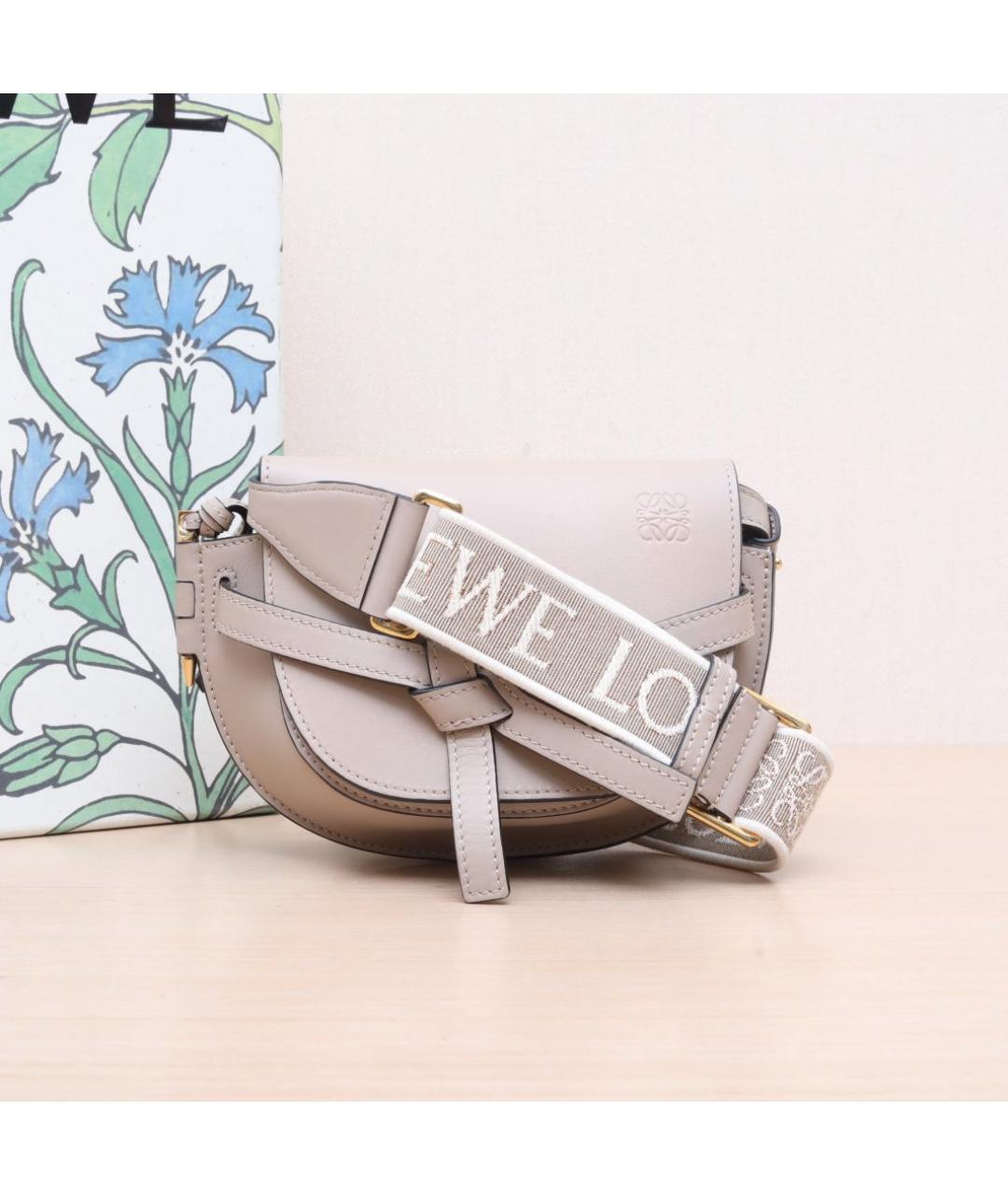 LOEWE Бежевая кожаная сумка через плечо, фото 2