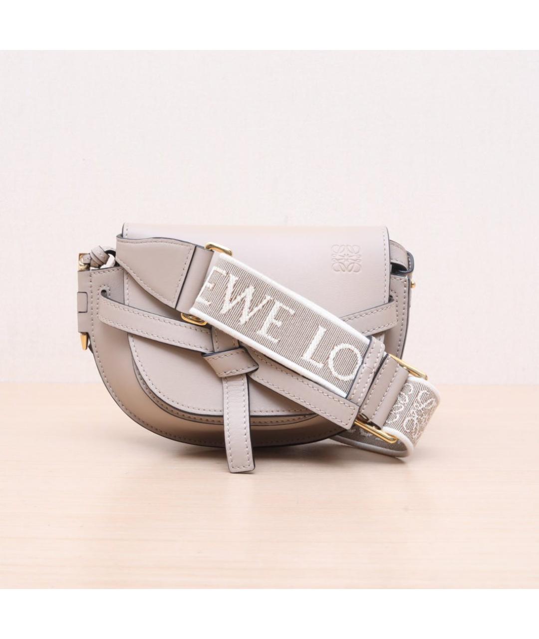LOEWE Бежевая кожаная сумка через плечо, фото 3