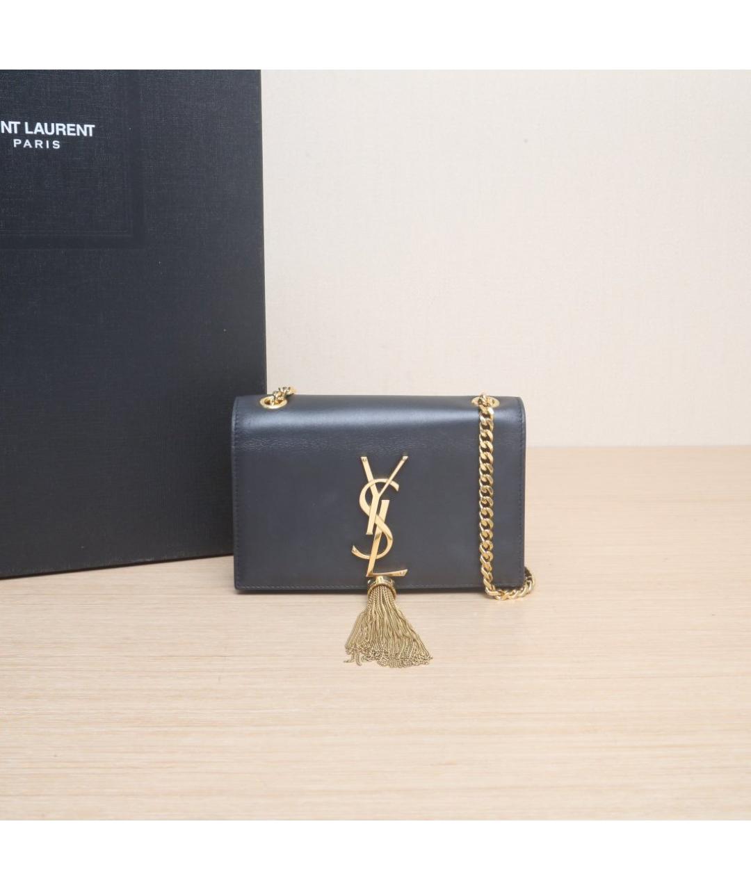 SAINT LAURENT Черная кожаная сумка через плечо, фото 2