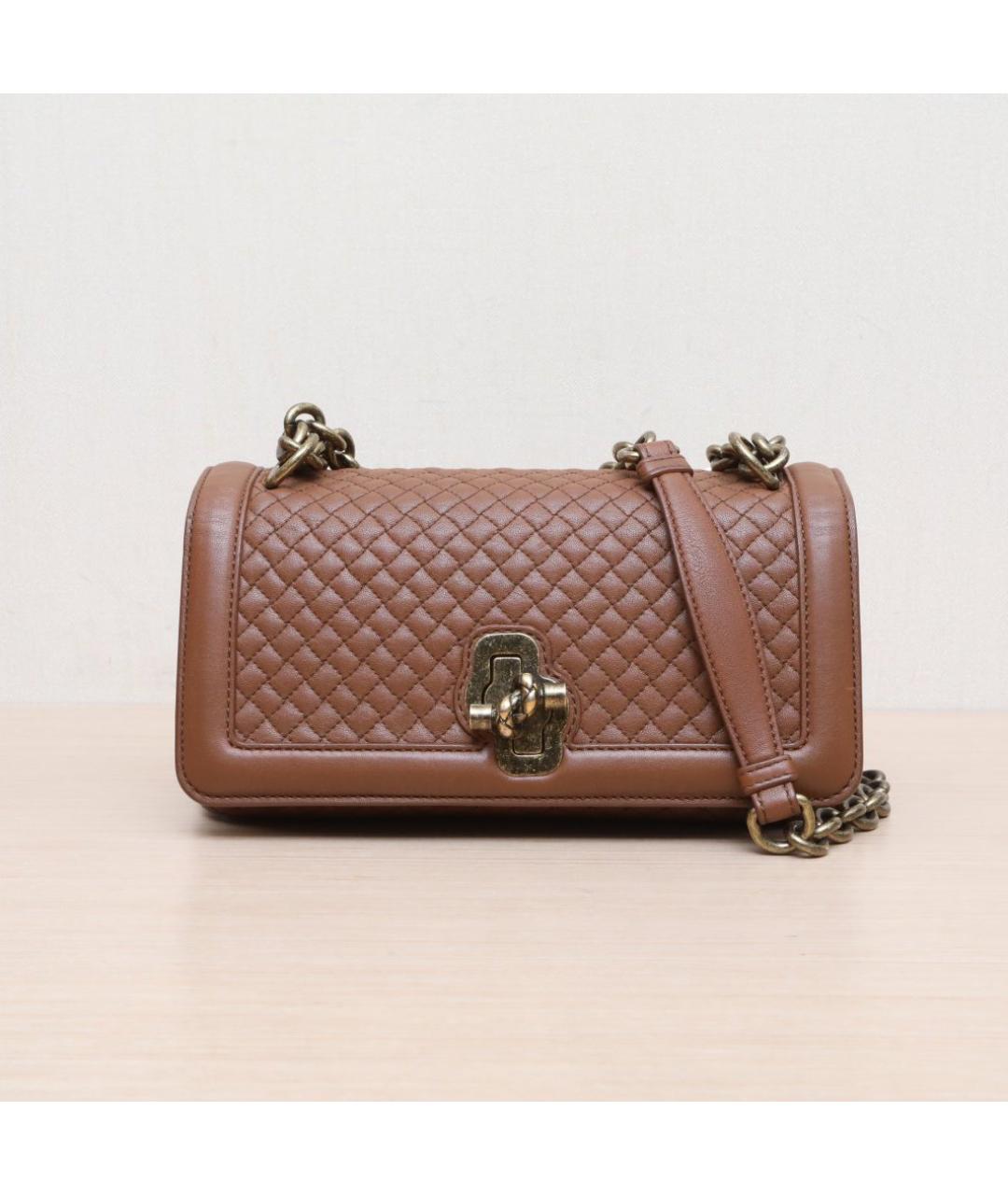 BOTTEGA VENETA Коричневая кожаная сумка через плечо, фото 3