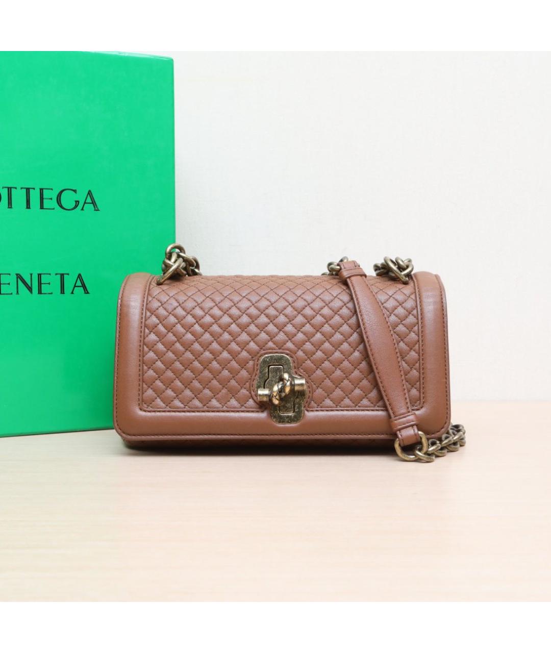 BOTTEGA VENETA Коричневая кожаная сумка через плечо, фото 2
