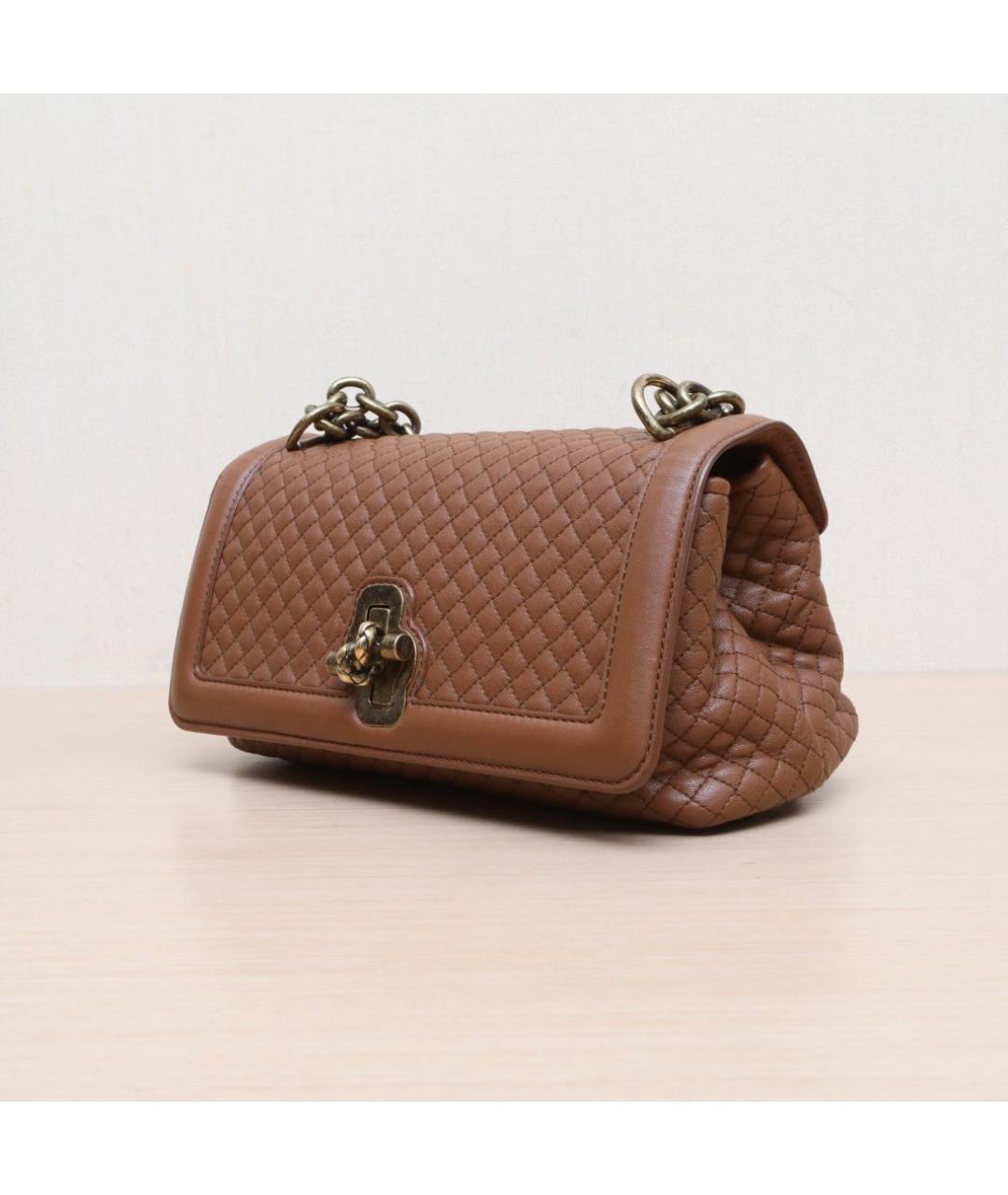 BOTTEGA VENETA Коричневая кожаная сумка через плечо, фото 4