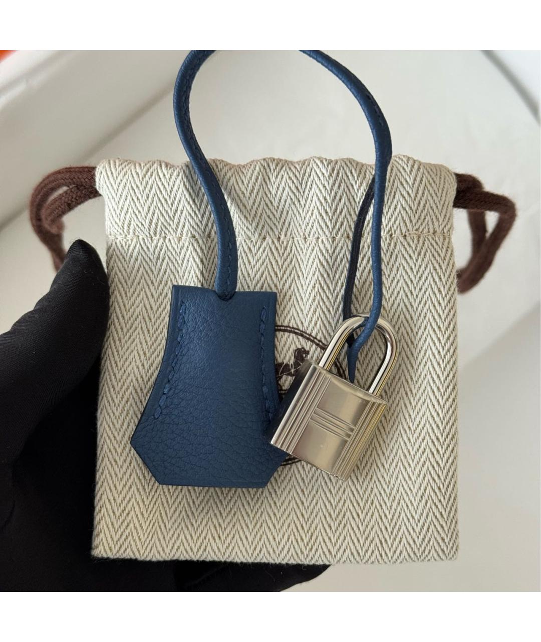 HERMES Синяя кожаная сумка тоут, фото 6