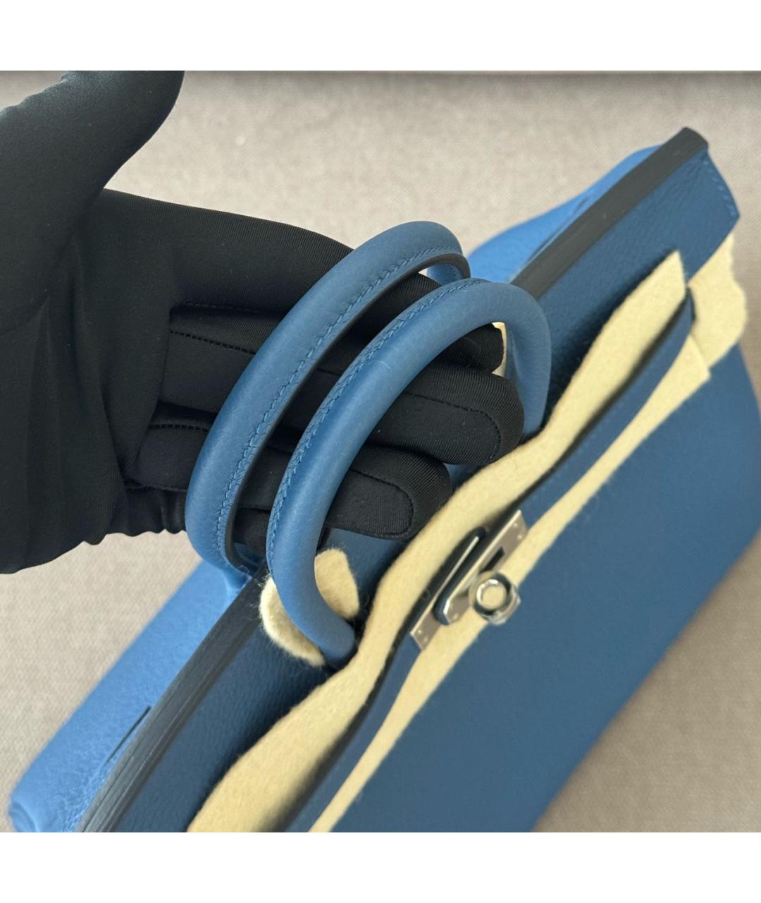 HERMES Синяя кожаная сумка тоут, фото 4