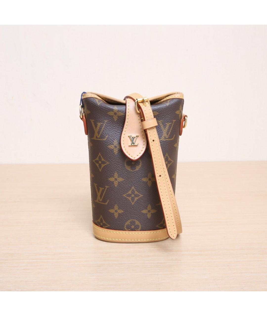 LOUIS VUITTON Коричневая кожаная сумка через плечо, фото 3