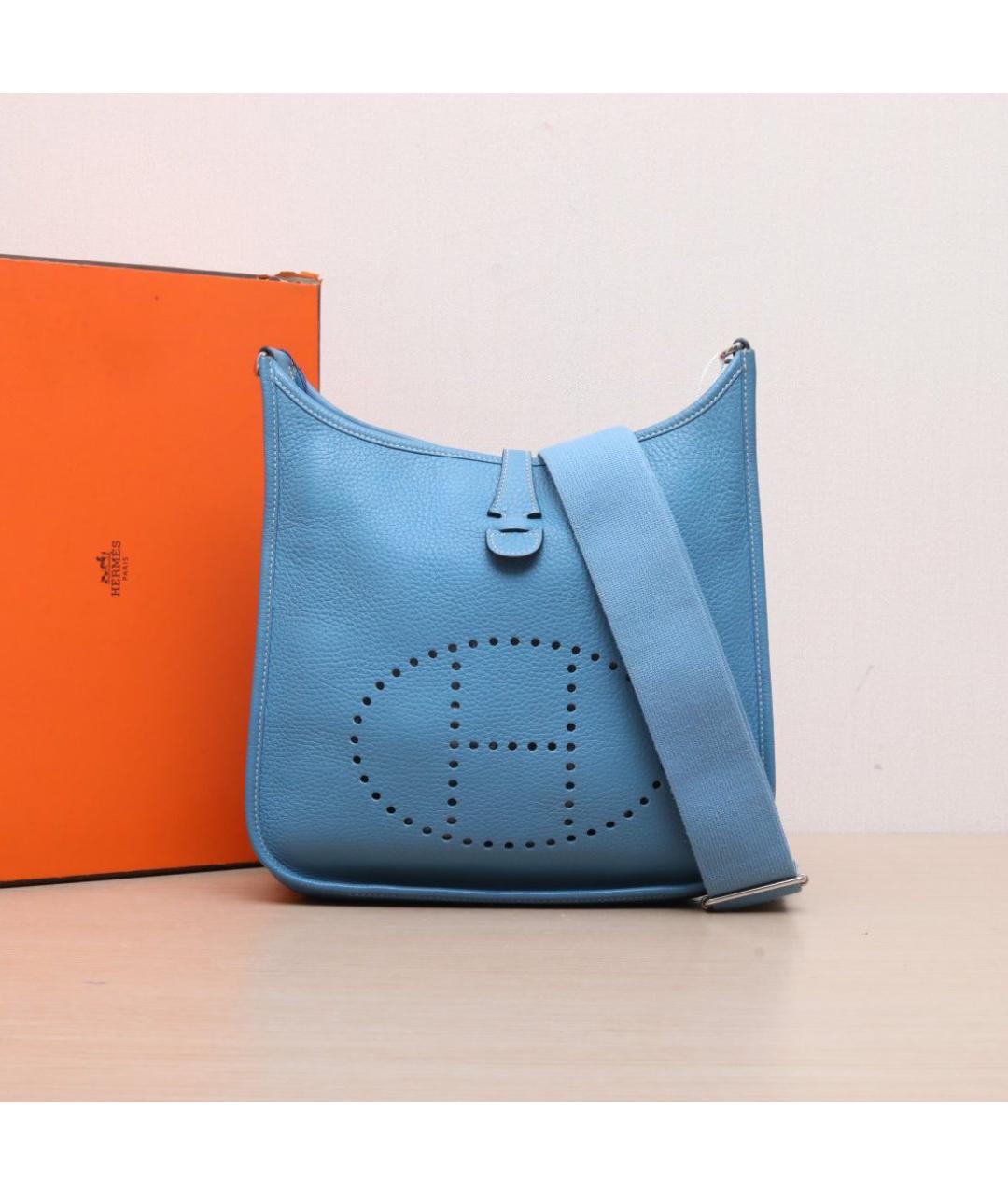 HERMES Голубая кожаная сумка через плечо, фото 2