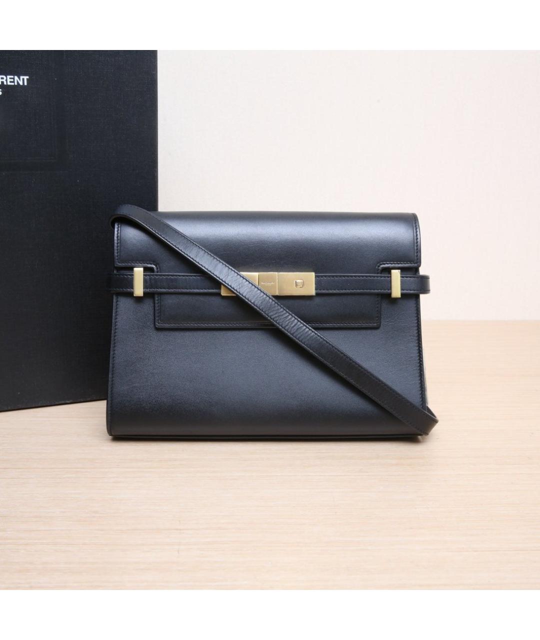 SAINT LAURENT Черная кожаная сумка через плечо, фото 2