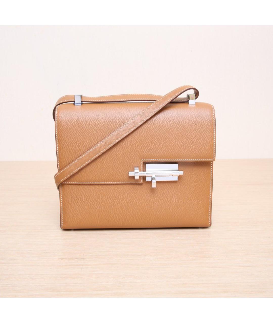 HERMES Горчичная кожаная сумка через плечо, фото 3