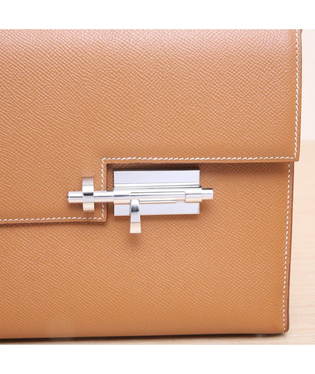 HERMES Горчичная кожаная сумка через плечо, фото 8