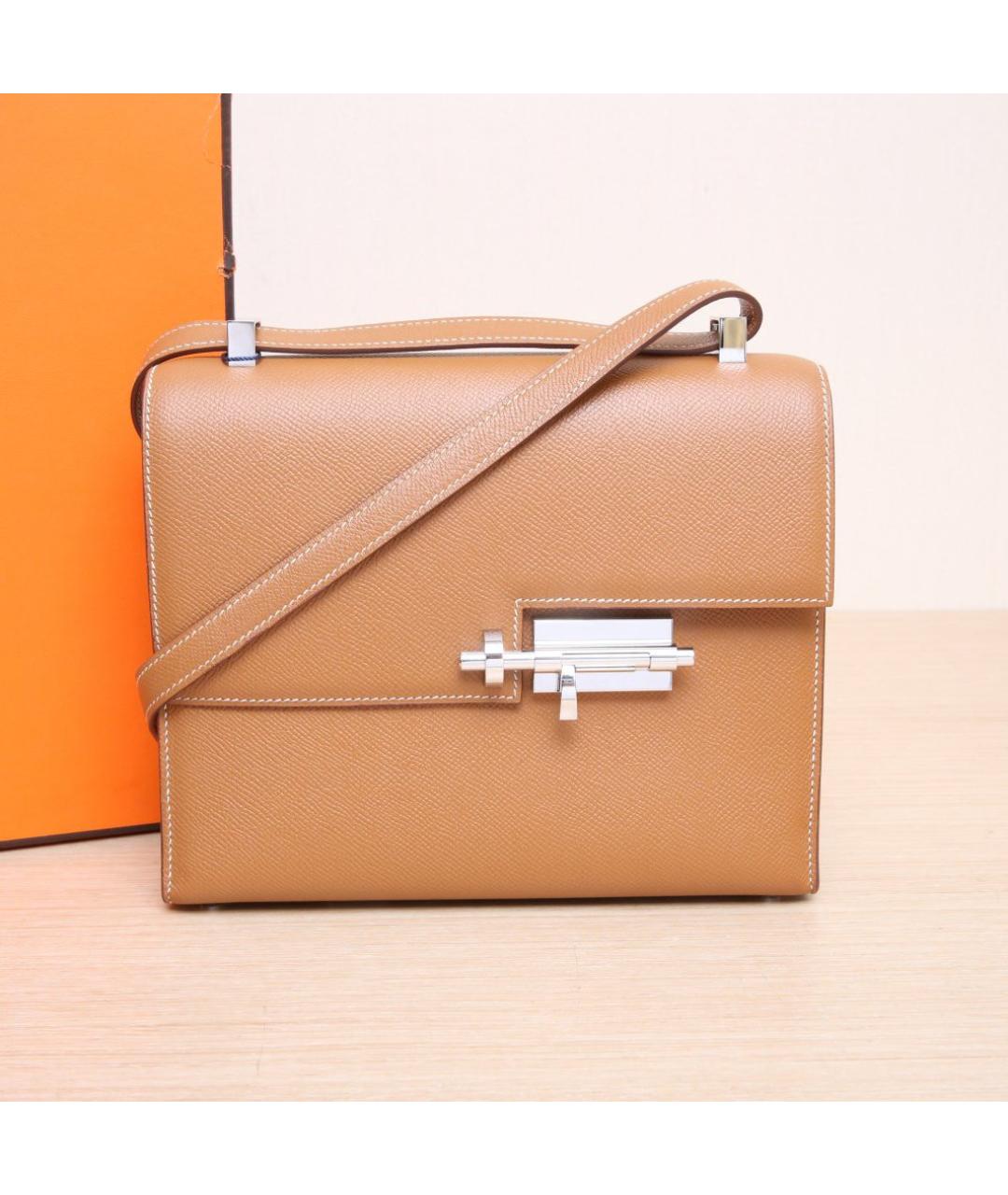 HERMES Горчичная кожаная сумка через плечо, фото 2