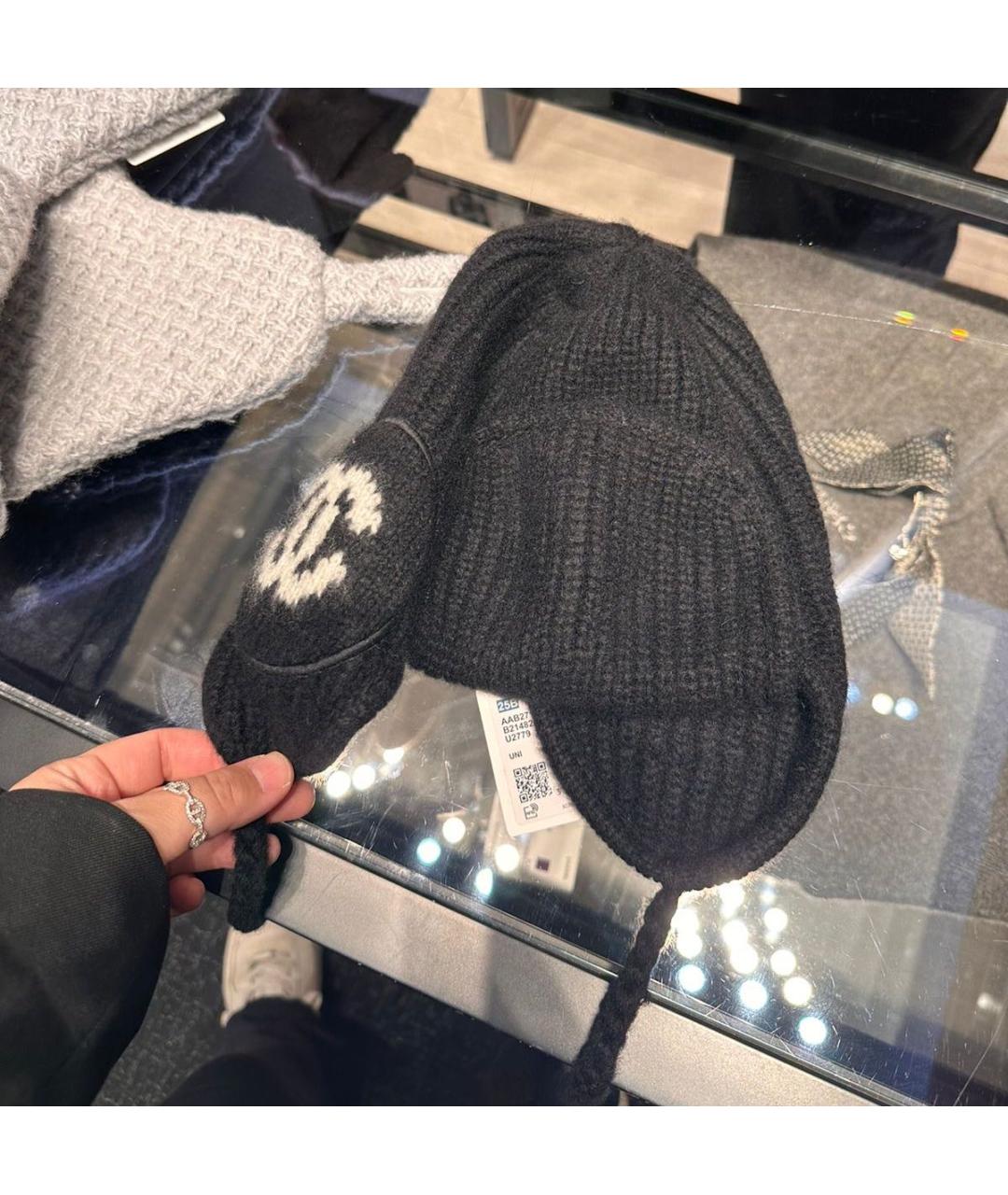 CHANEL Черная кашемировая шапка, фото 2