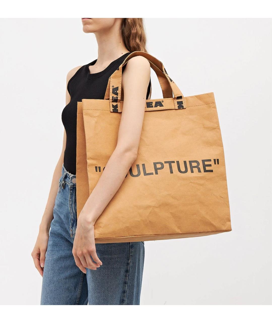 OFF-WHITE Бежевая сумка тоут, фото 5