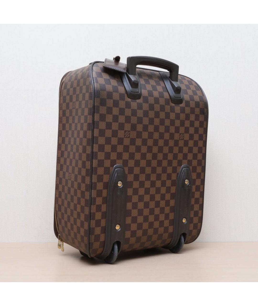 LOUIS VUITTON Коричневый кожаный чемодан, фото 9