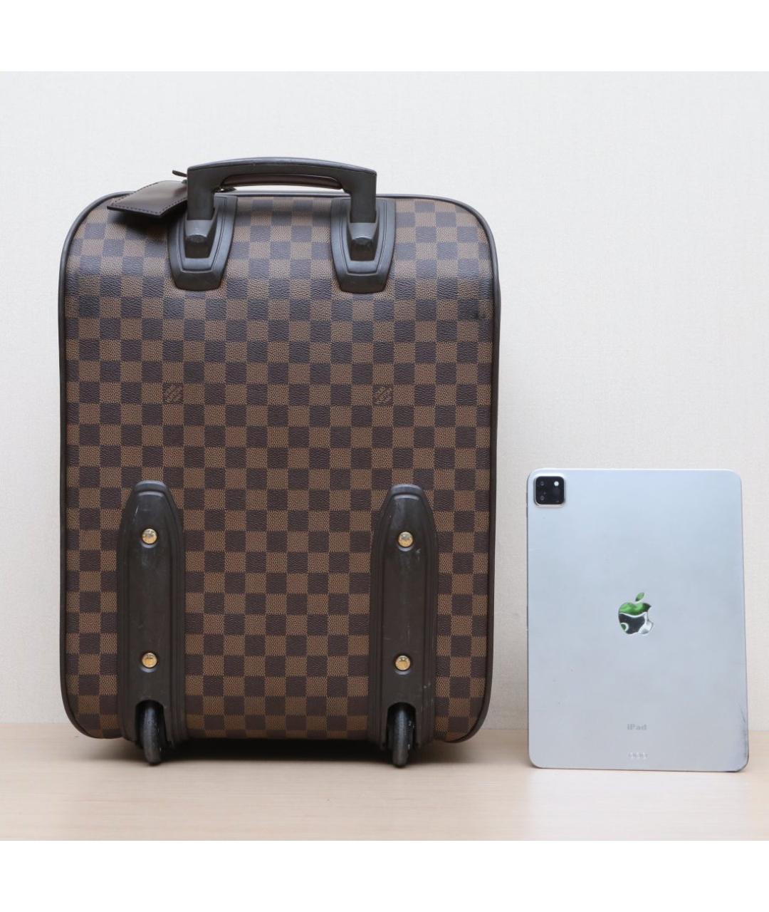 LOUIS VUITTON Коричневый кожаный чемодан, фото 6