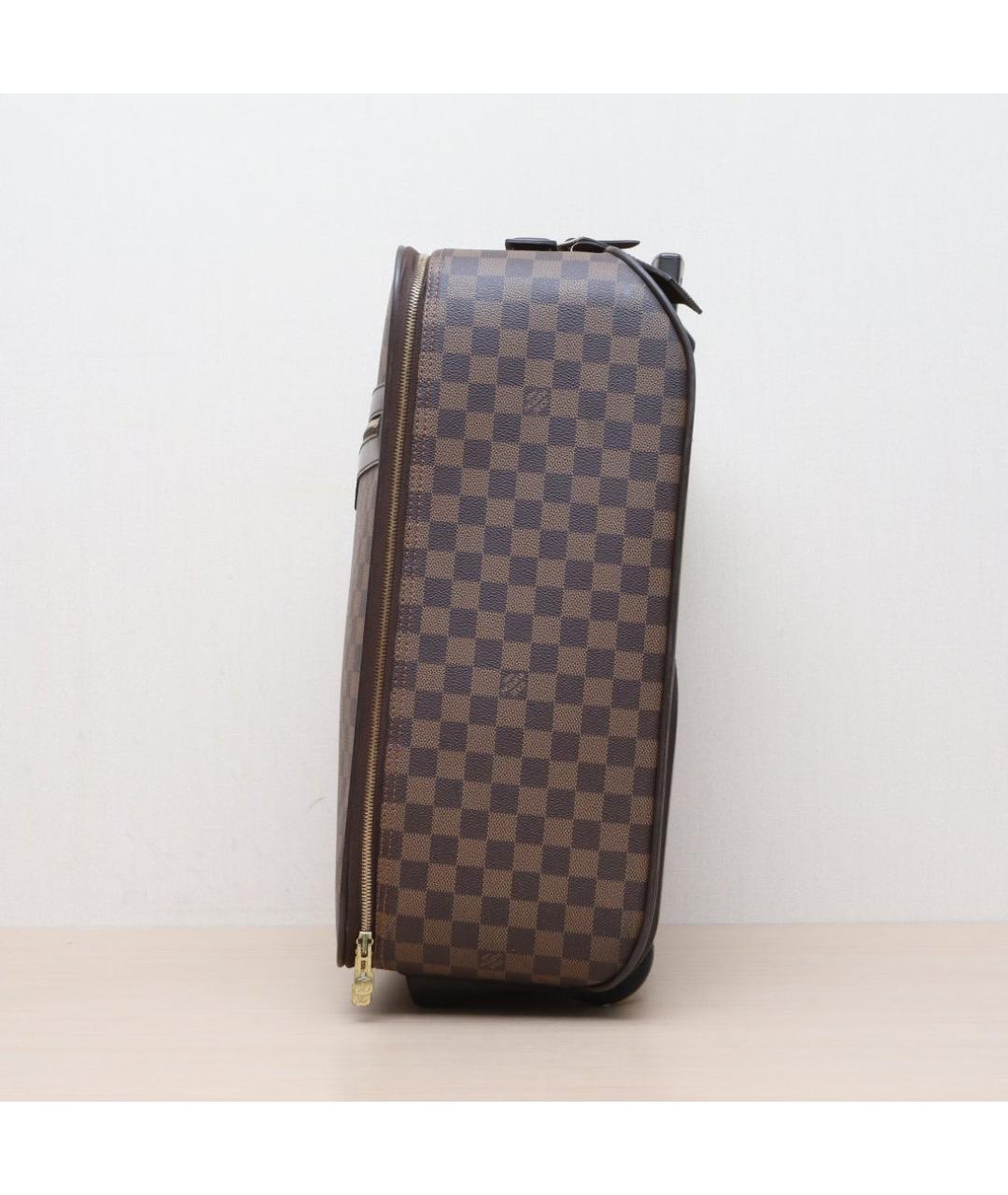 LOUIS VUITTON Коричневый кожаный чемодан, фото 3