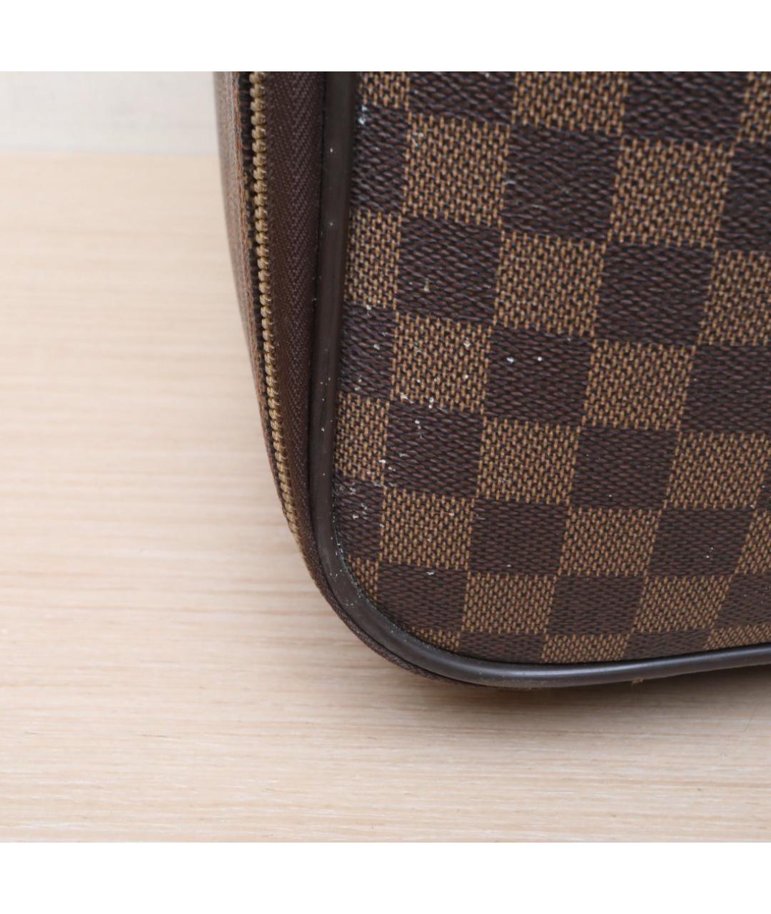 LOUIS VUITTON Коричневый кожаный чемодан, фото 4
